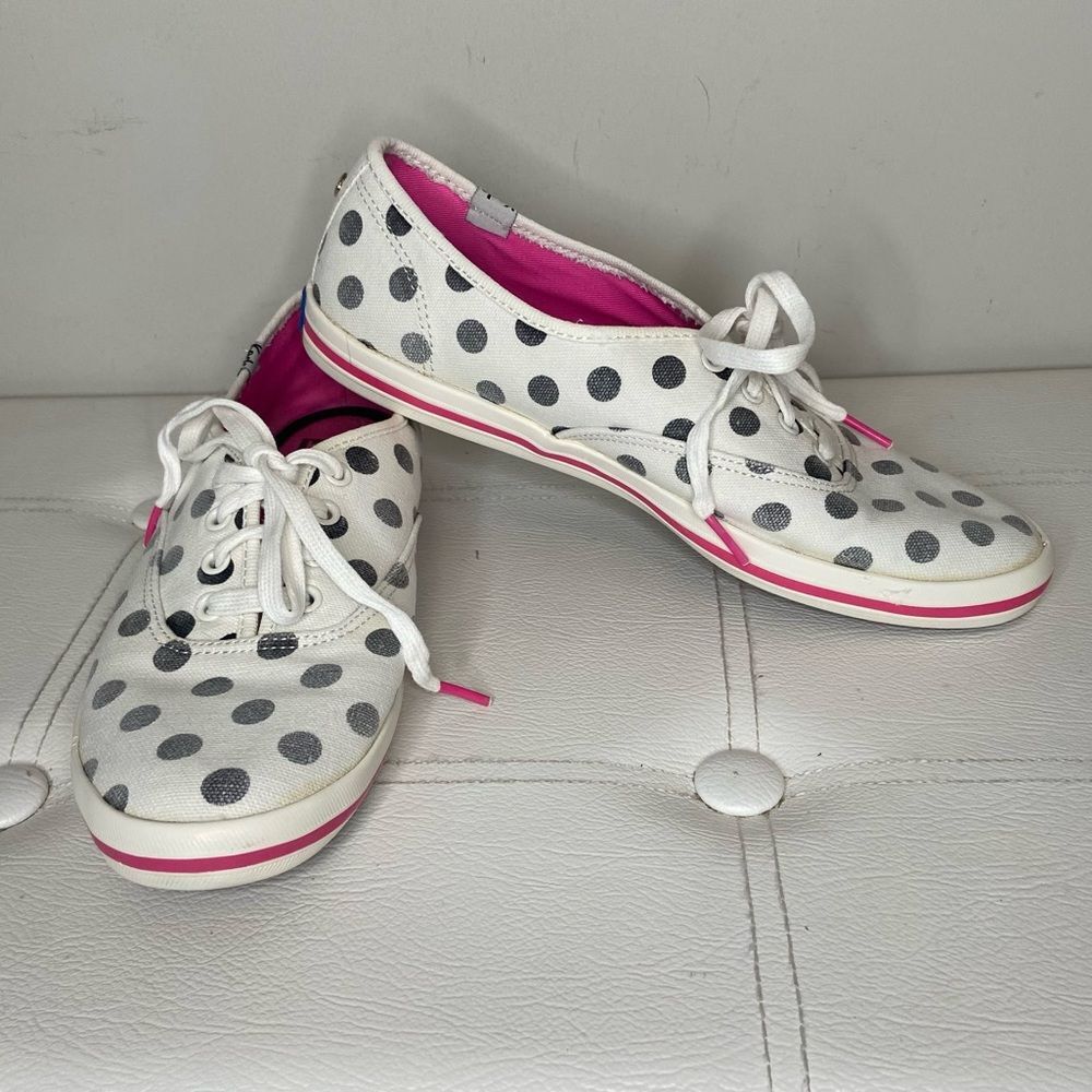 Kate Spade Keds White Black Polka Dots Sneakers Size 9
